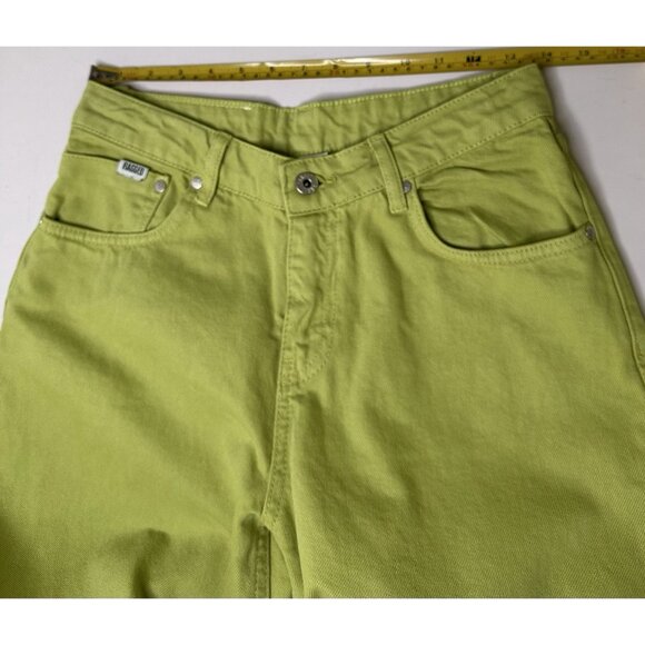 The Ragged Priest Wide Leg Jeans Low Waist Y2K Dark Citron Lime 26x30 NWT - Picture 7 of 9